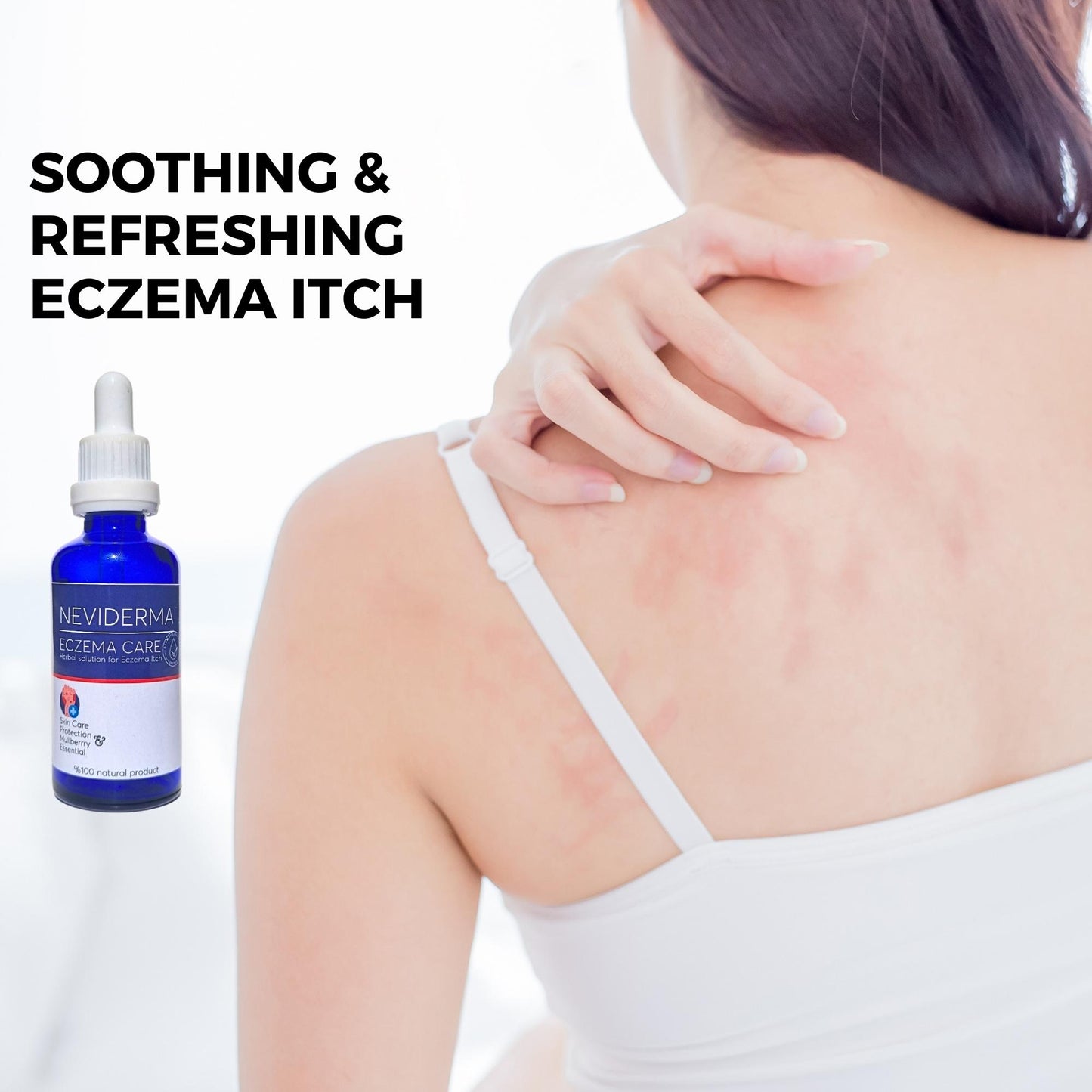 Neviderma Eczema Care Oil: A Natural Approach Neviderma Eczema Care Oil offers a gentle and effective approach to managing eczema symptoms. Our oil is formulated with a blend of carefully selected botanicals, including mulberry and lavender oils, known for their potential skin-soothing properties.