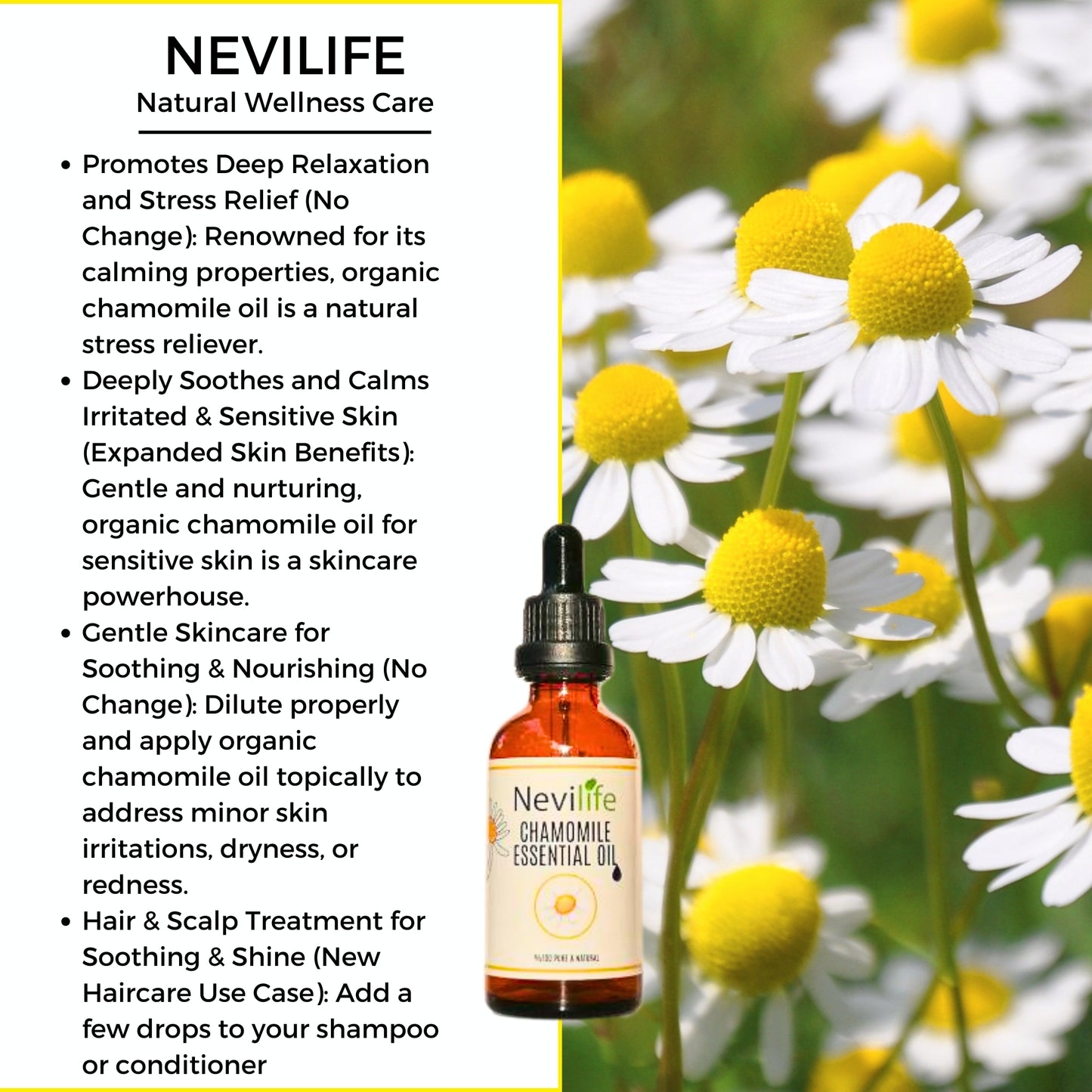 100% Pure Organic Chamomile Essential Oil - Calming, Soothing & Relaxing - Premium Grade