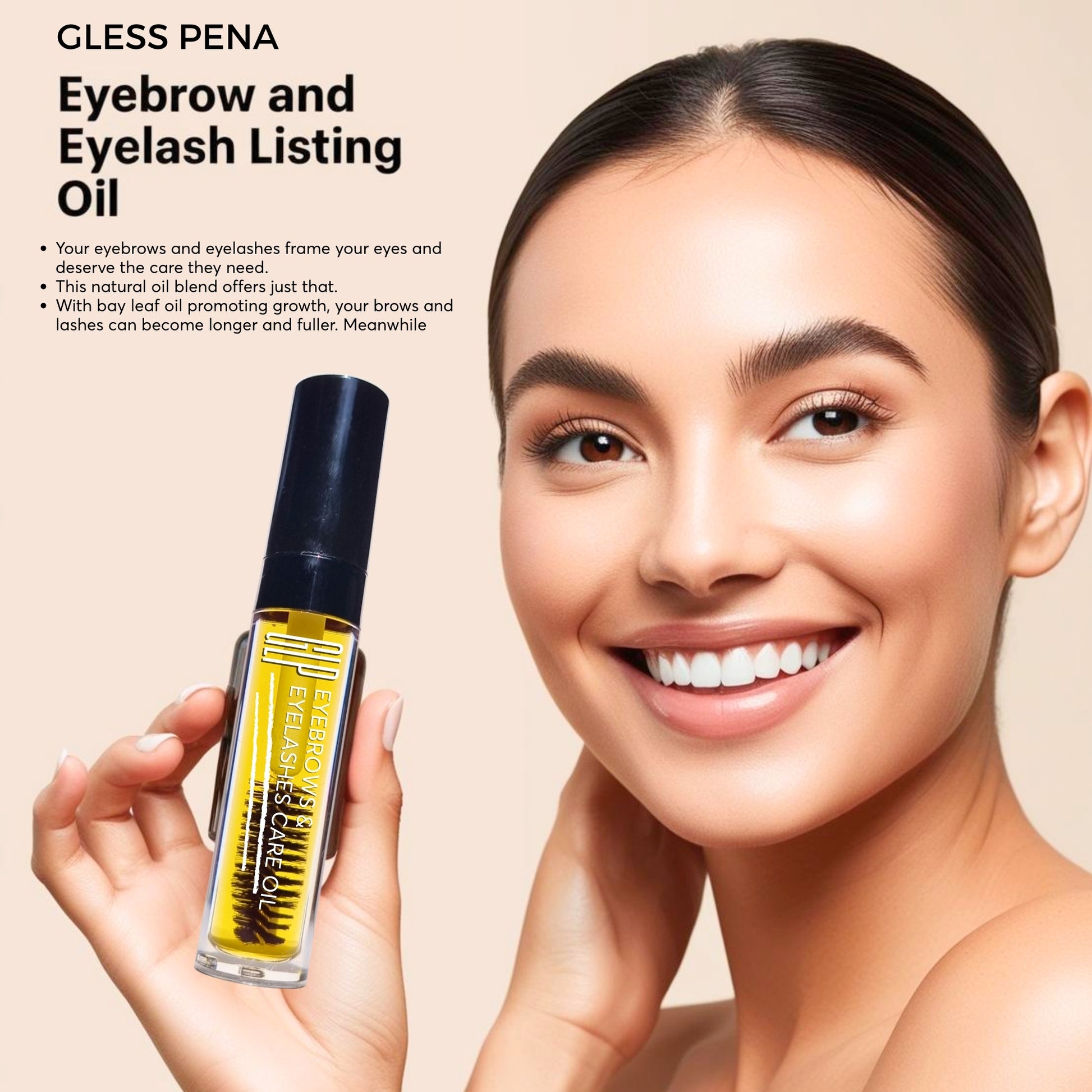 Organic and natural Strengthening eyebrow eyelashes oil with bayleaf oil and lavender oil