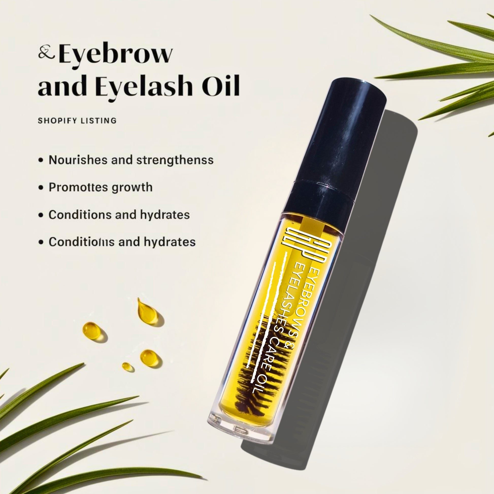 Organic and natural Strengthening eyebrow eyelashes oil with bayleaf oil and lavender oil