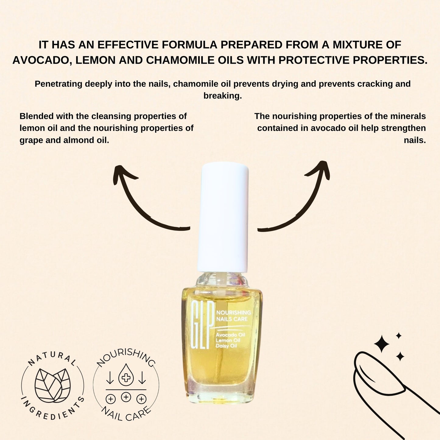 GLP organic and natural nourishing nails care oil with herbal oils