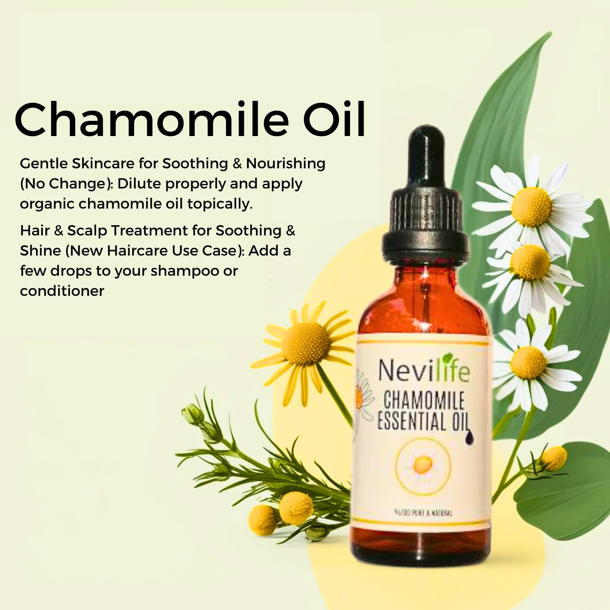 100% Pure Organic Chamomile Essential Oil - Calming, Soothing &amp; Relaxing - Premium Grade